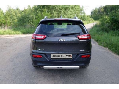 Защита заднего бампера овальная 75-42 мм ТСС для Jeep Cherokee 2014-2018