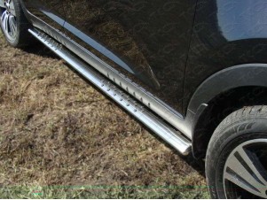 Пороги труба овальная с проступью 75х42 мм для Kia Sportage № KIASPORT14-05