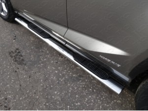 Пороги труба овальная с накладками 120х60 мм для Lexus NX-300h № LEXNX300H14-07